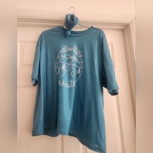 Womens Tee Shirt Adventure Awaits 2X with headband